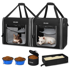 Petskd portable double cat carrier 36x17x17 inch frame for comfortable multi-cat travel