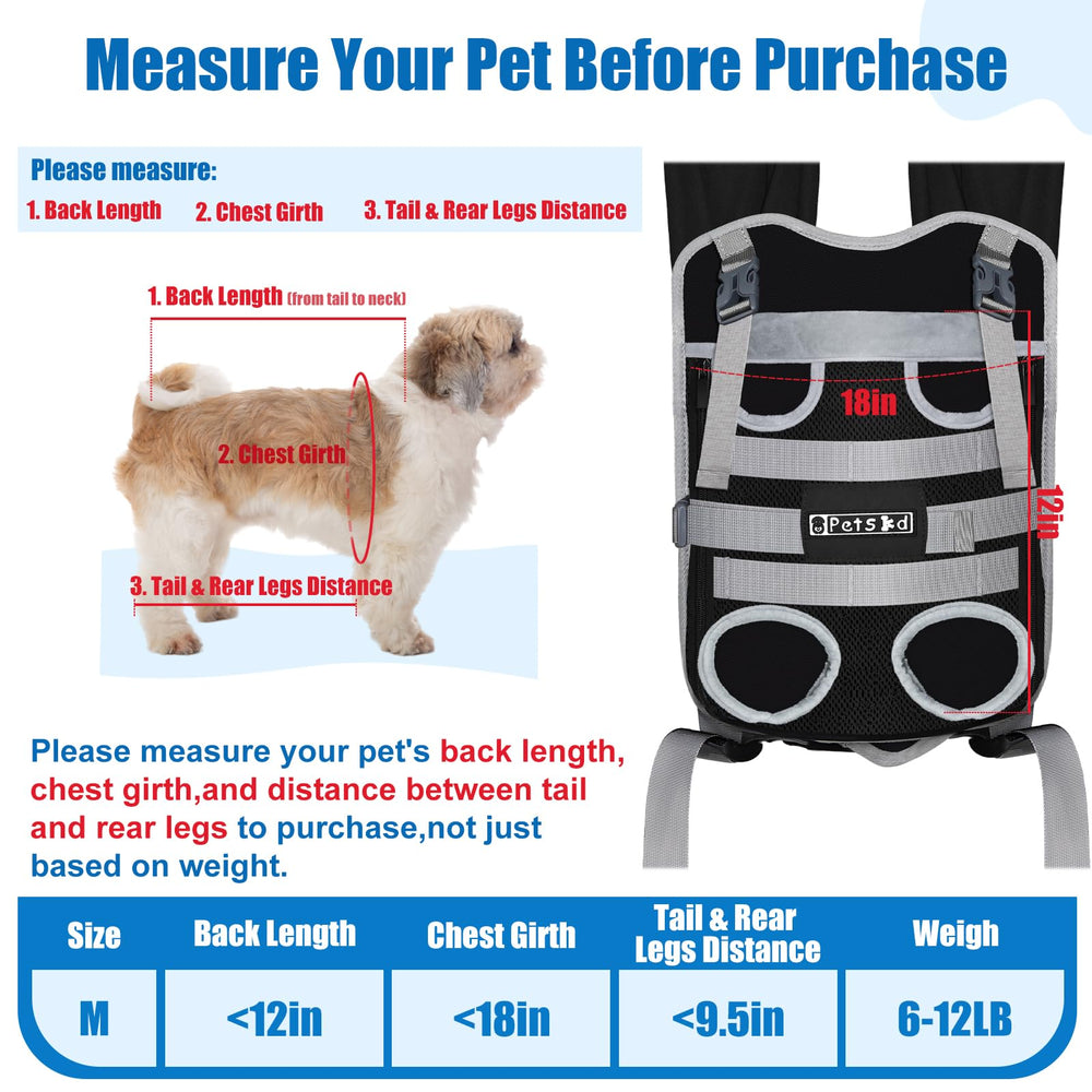 Petskd puppy legs-out front carrier shows legs-out design for hands-free walking.