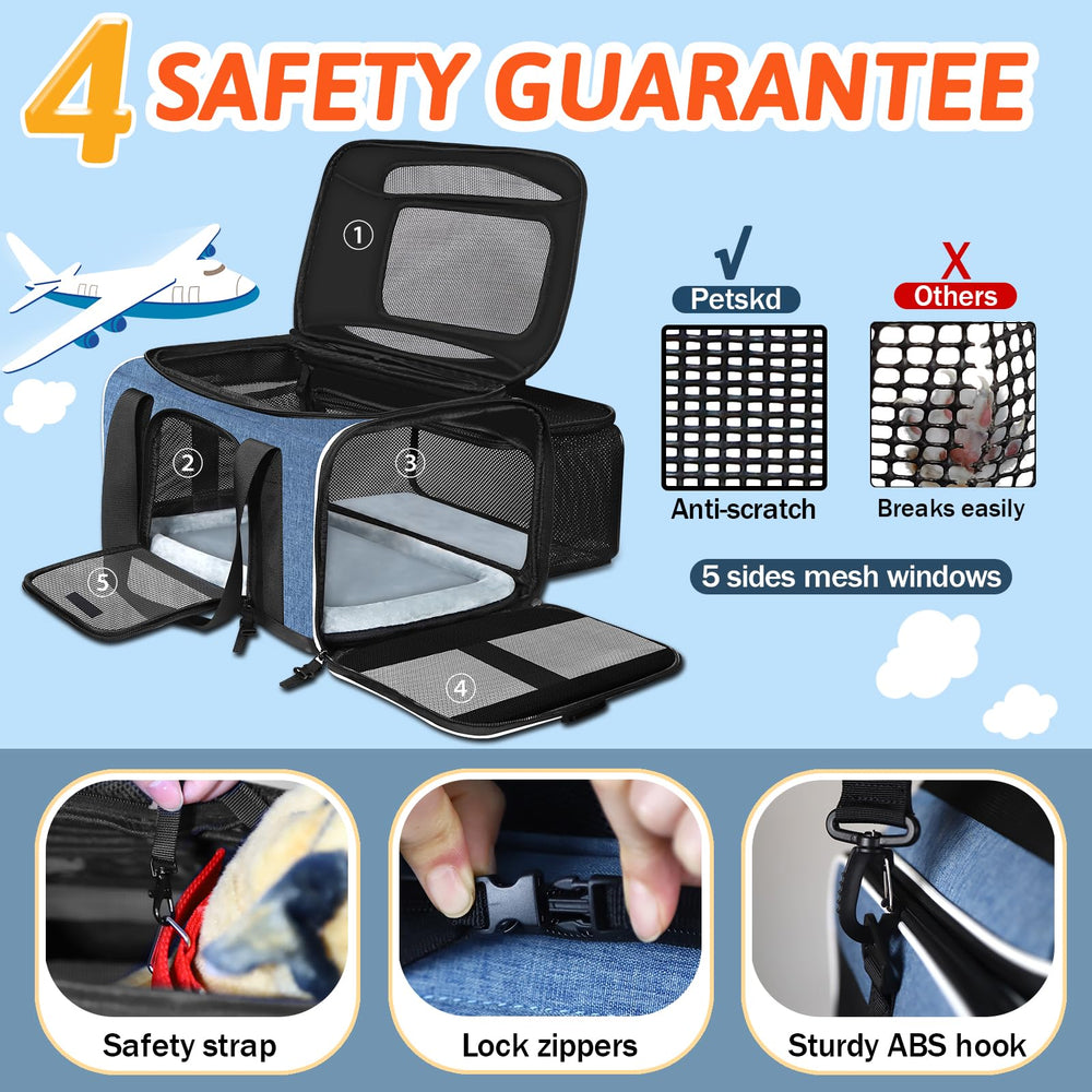 Petskd-safety-zippers prevent pet escape during transport