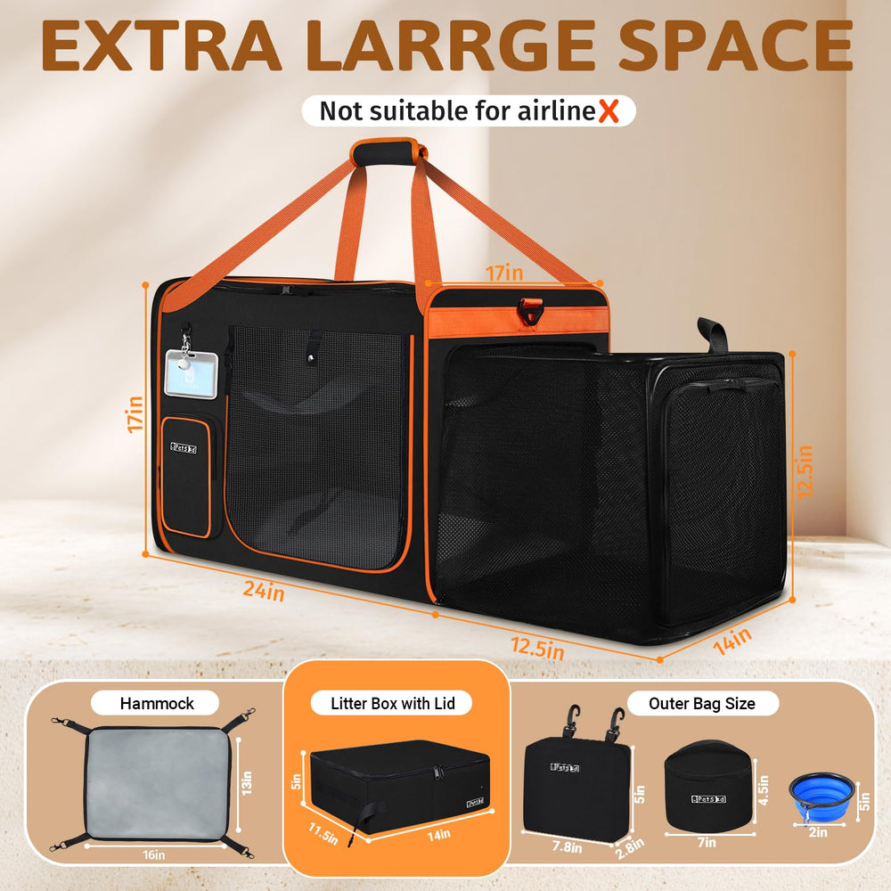 Petskd cat carrier litter box with lid for easy travel cleanup