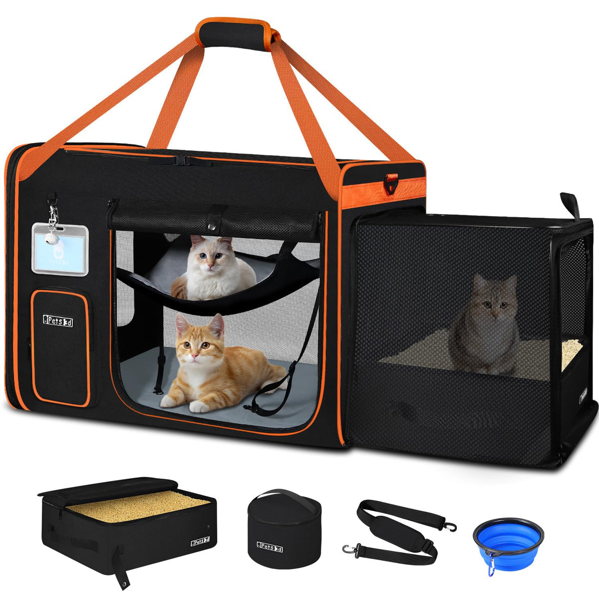 Petskd side expandable cat carrier outer view shows spacious travel space for large cats