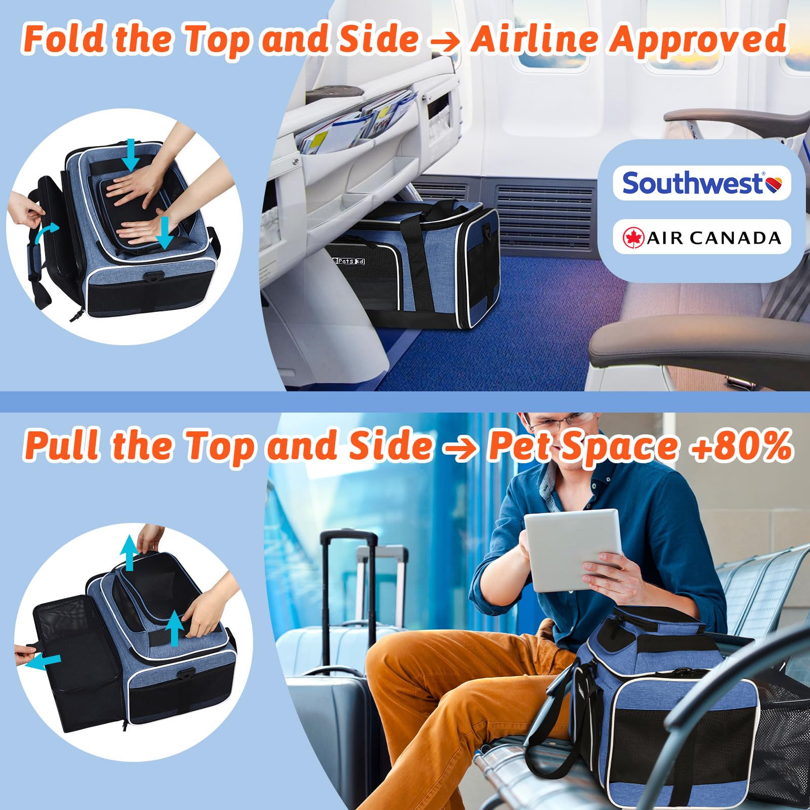 Petskd side-expansion-view demonstrates more room for stretching on the go