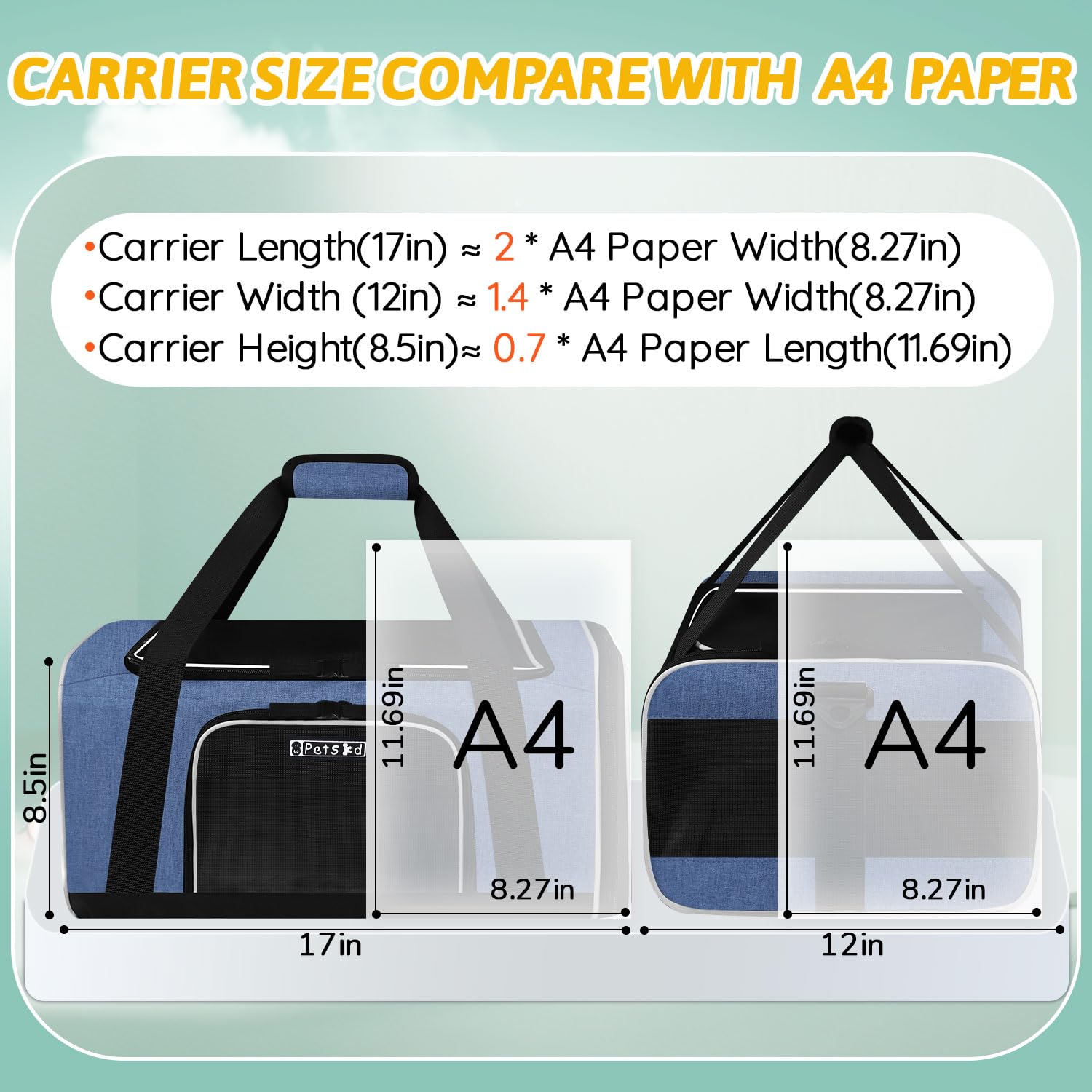 Petskd soft dog carrier top view highlights lightweight, collapse-resistant design.