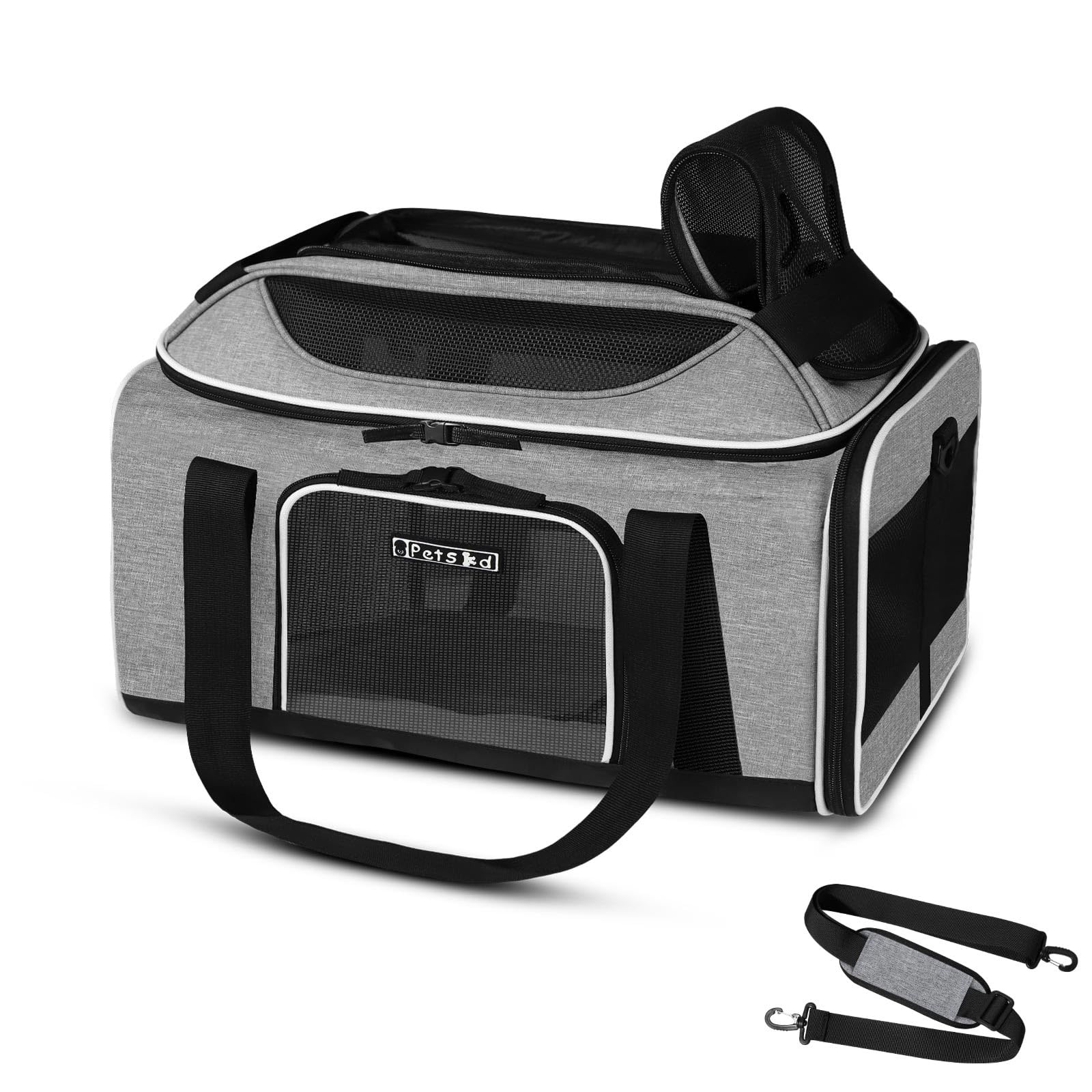 Petskd top-expandable carrier under-seat jetblue-approved ideal for small dogs or cats during travel.