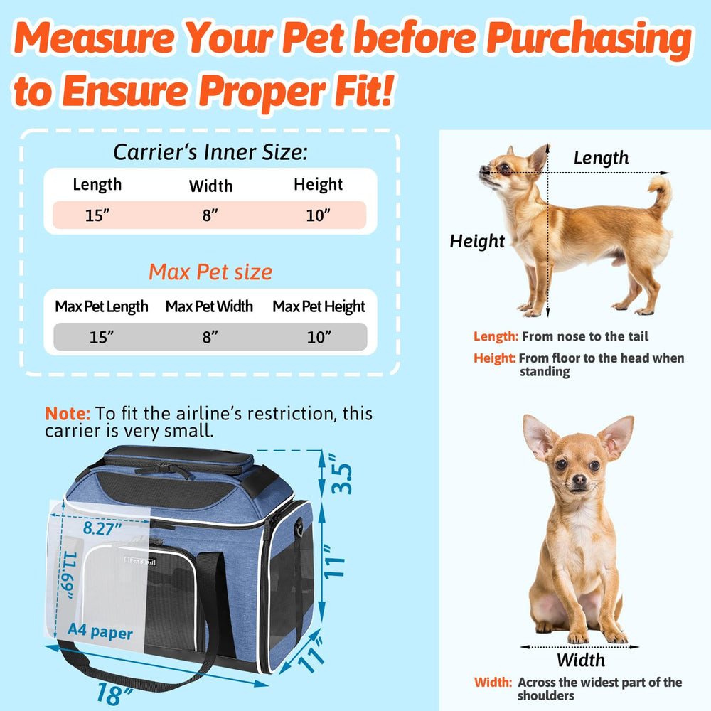 Petskd blue carrier with locking zippers for pet safety during travel.