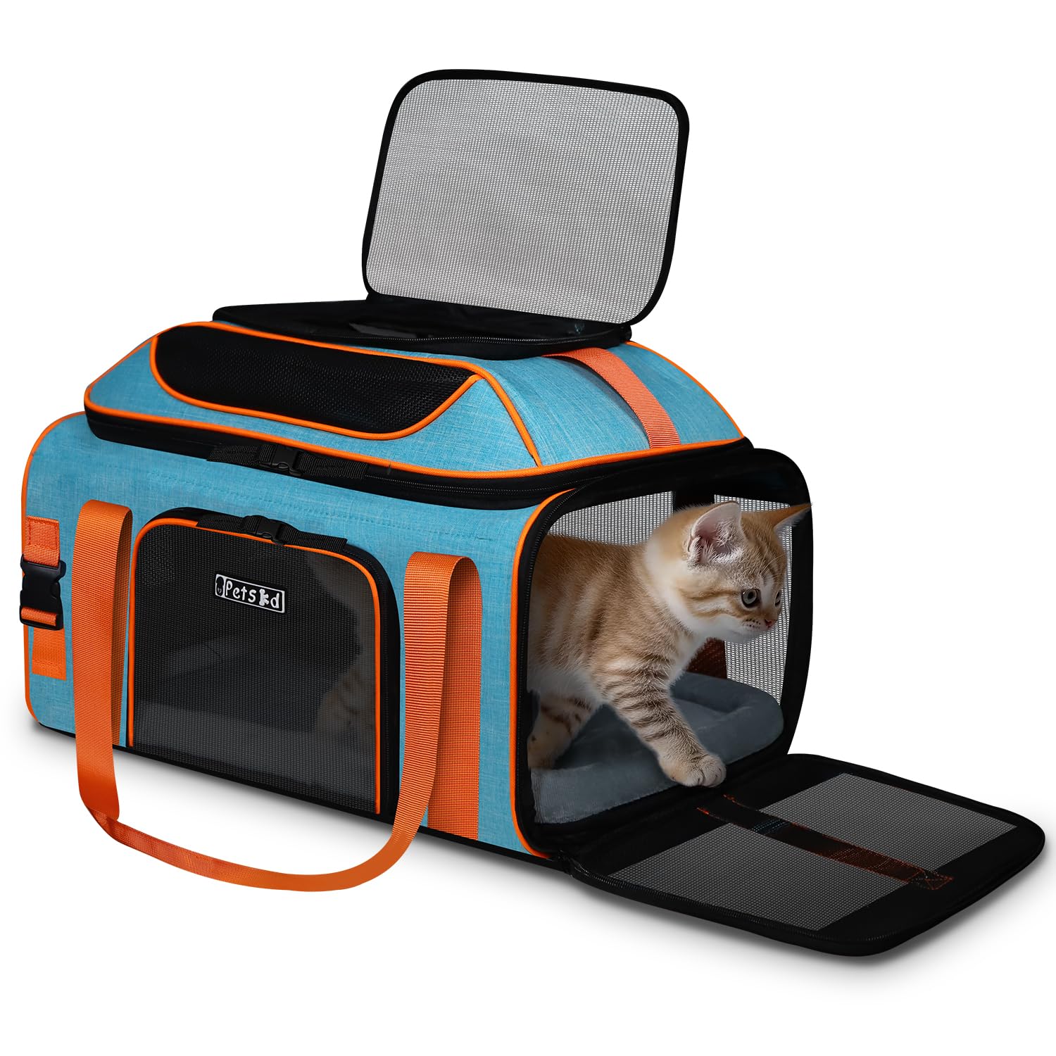 Petskd top-expandable pet carrier front view for travel and visibility