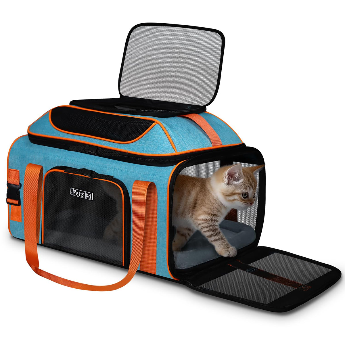 Petskd top-expandable pet carrier front view for travel and visibility