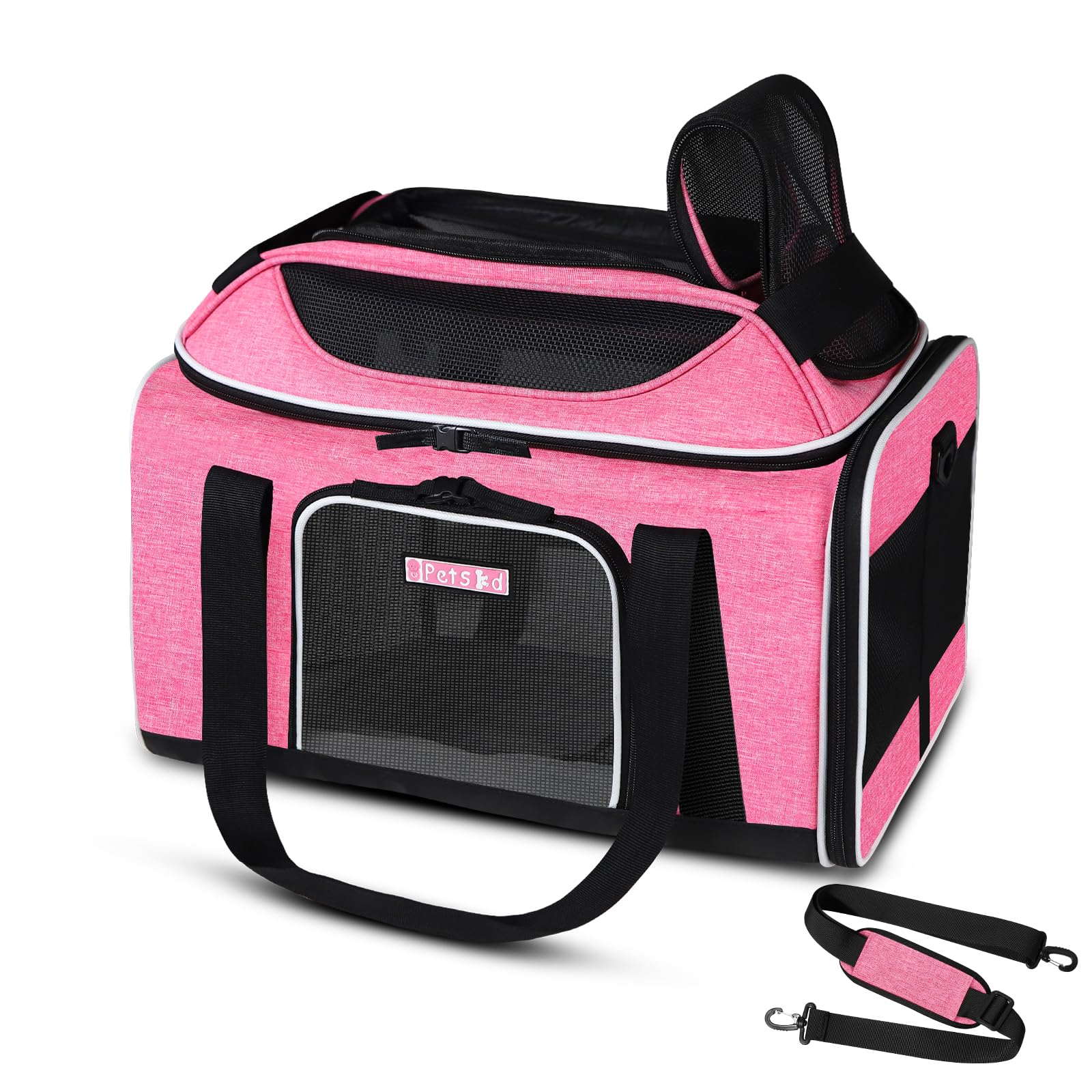 Petskd top-expandable carrier under-seat open view for small pets and easy access