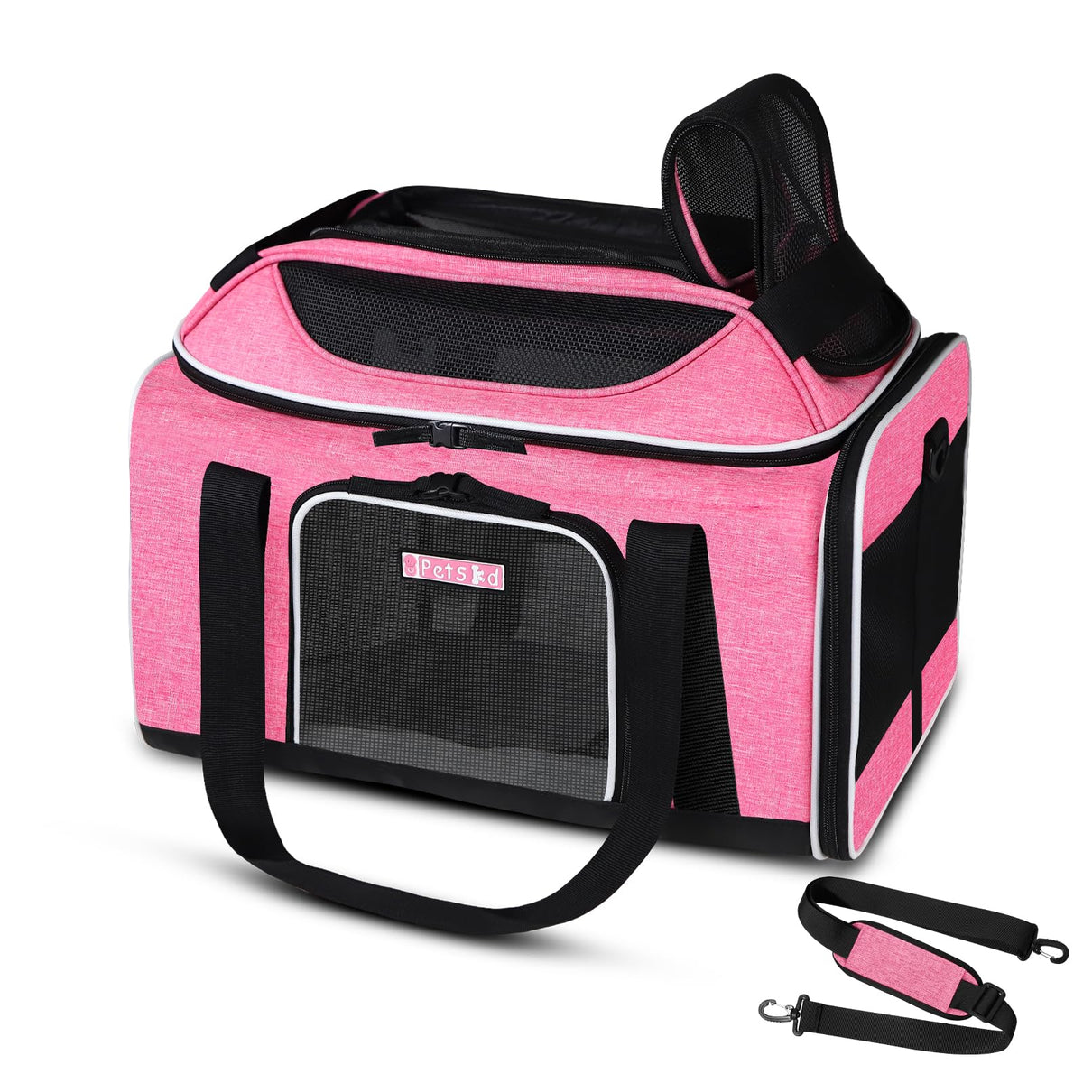 Petskd top-expandable carrier under-seat open view for small pets and easy access