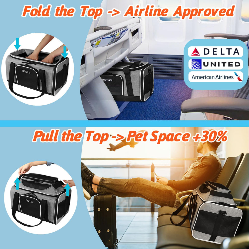 Petskd carrier under-seat united-approved cabin fit for small dogs or cats