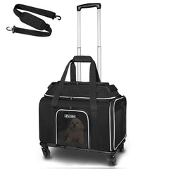 Petskd top-expandable carrier with wheels under-seat design helps travelers fly with ease.