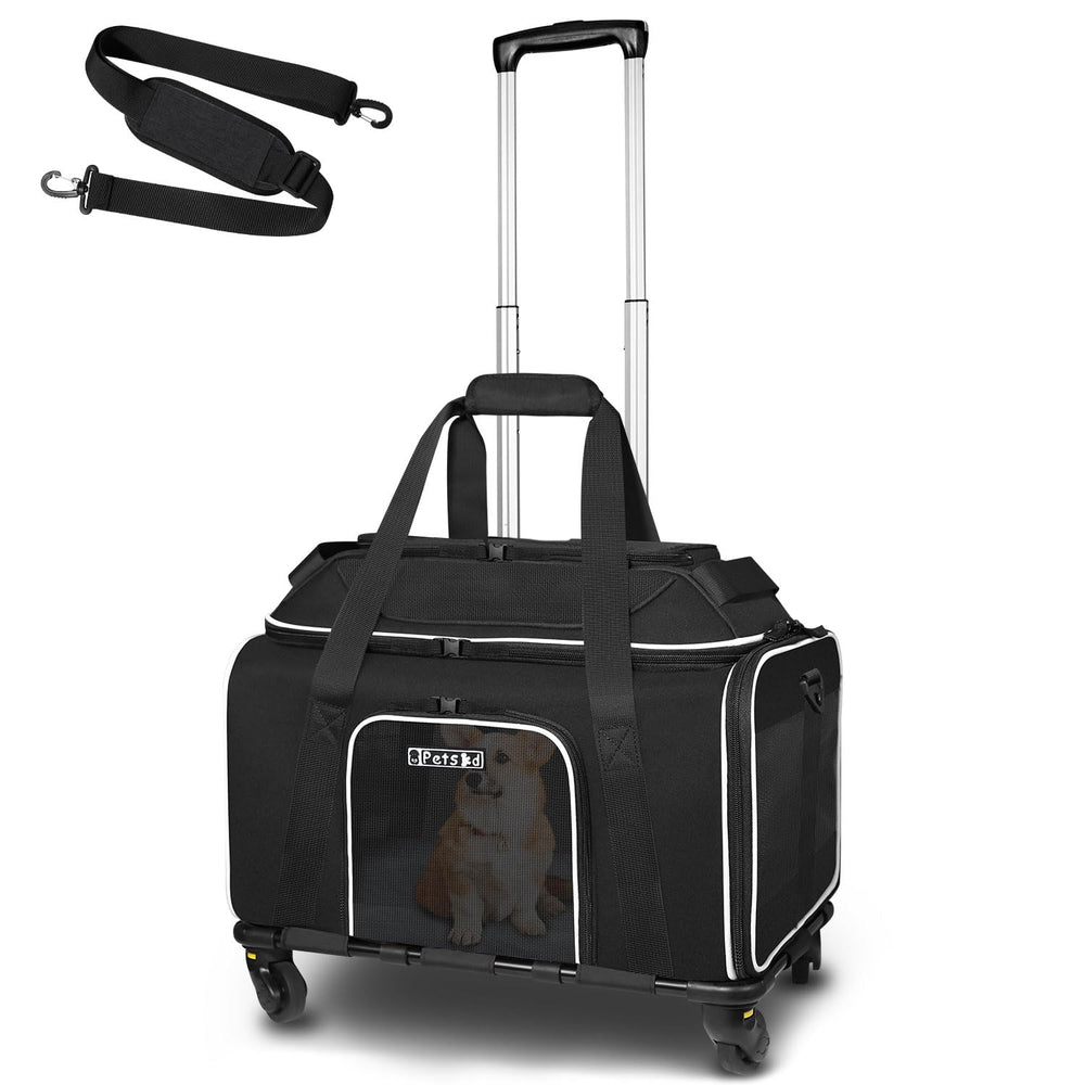 Petskd top-expandable pet carrier wheels for smooth travel on any surface.