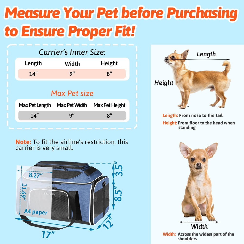 Petskd top-view blue carrier highlights compact under-seat design