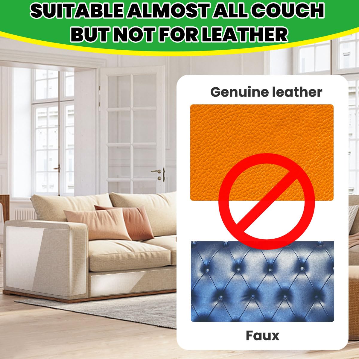 Petslucent cat scratch protector in use on living room sofa for redirection.