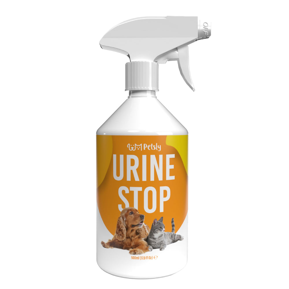 Petsly anti-urine-spray bottle deters pets from marking areas.