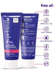 Petsmile Calprox formula graphic showing plaque and tartar management benefits.