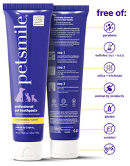Petsmile Pro dog teeth application showing no-brush daily care.