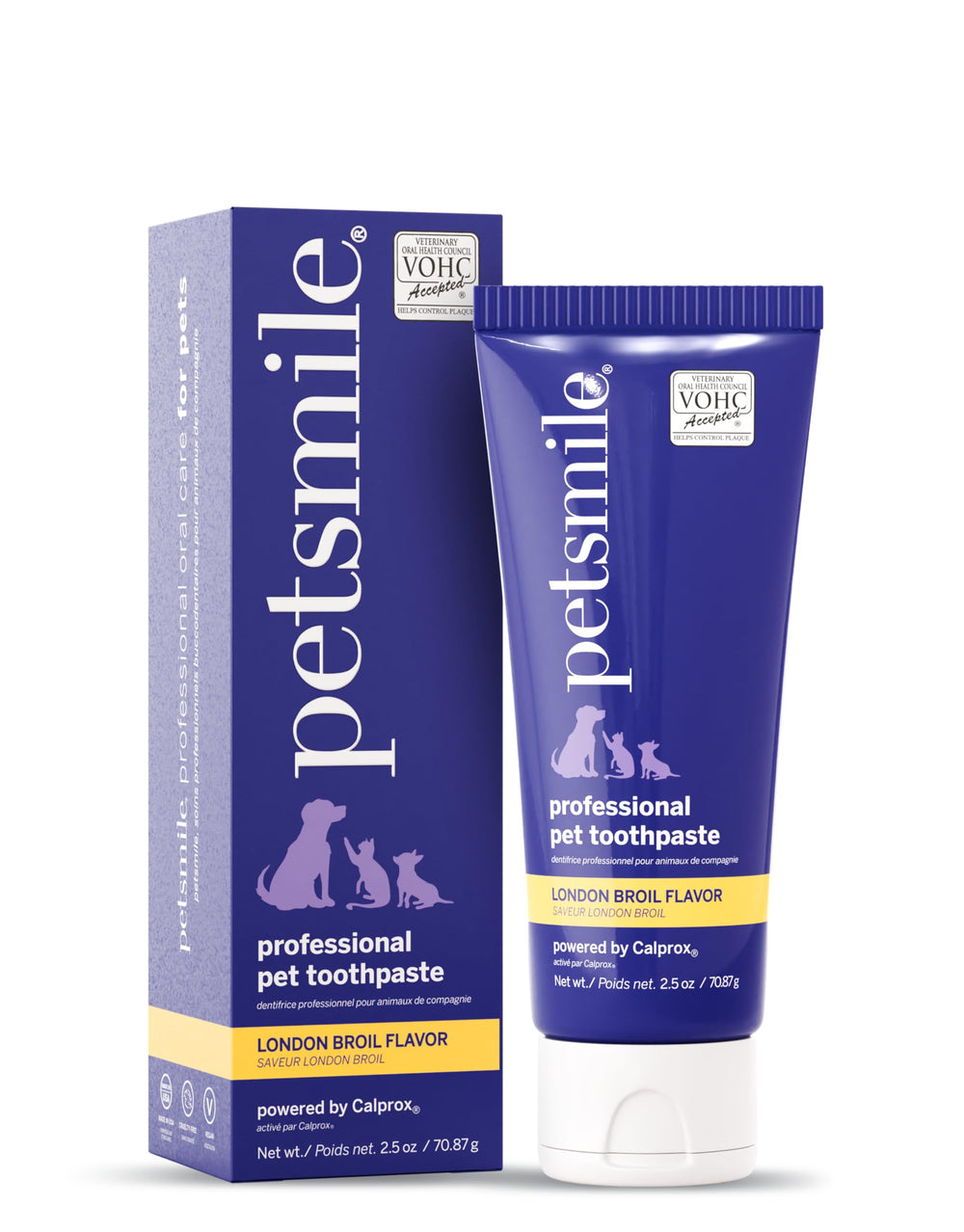 Petsmile Pro toothpaste tube London Broil demonstrates simple daily dental care for pets