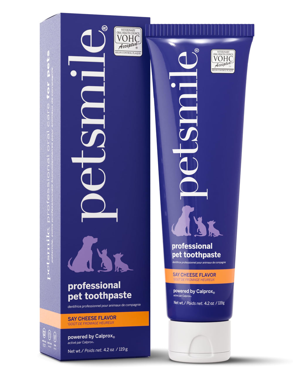 Petsmile professional toothpaste tube showing easy no-brush care for pets