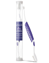 Petsmile professional toothbrush angled-head cleans debris and bacteria for healthier gums.