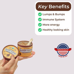 Petsmont Buddy Guard powder scoop signals convenient daily probiotic immune support