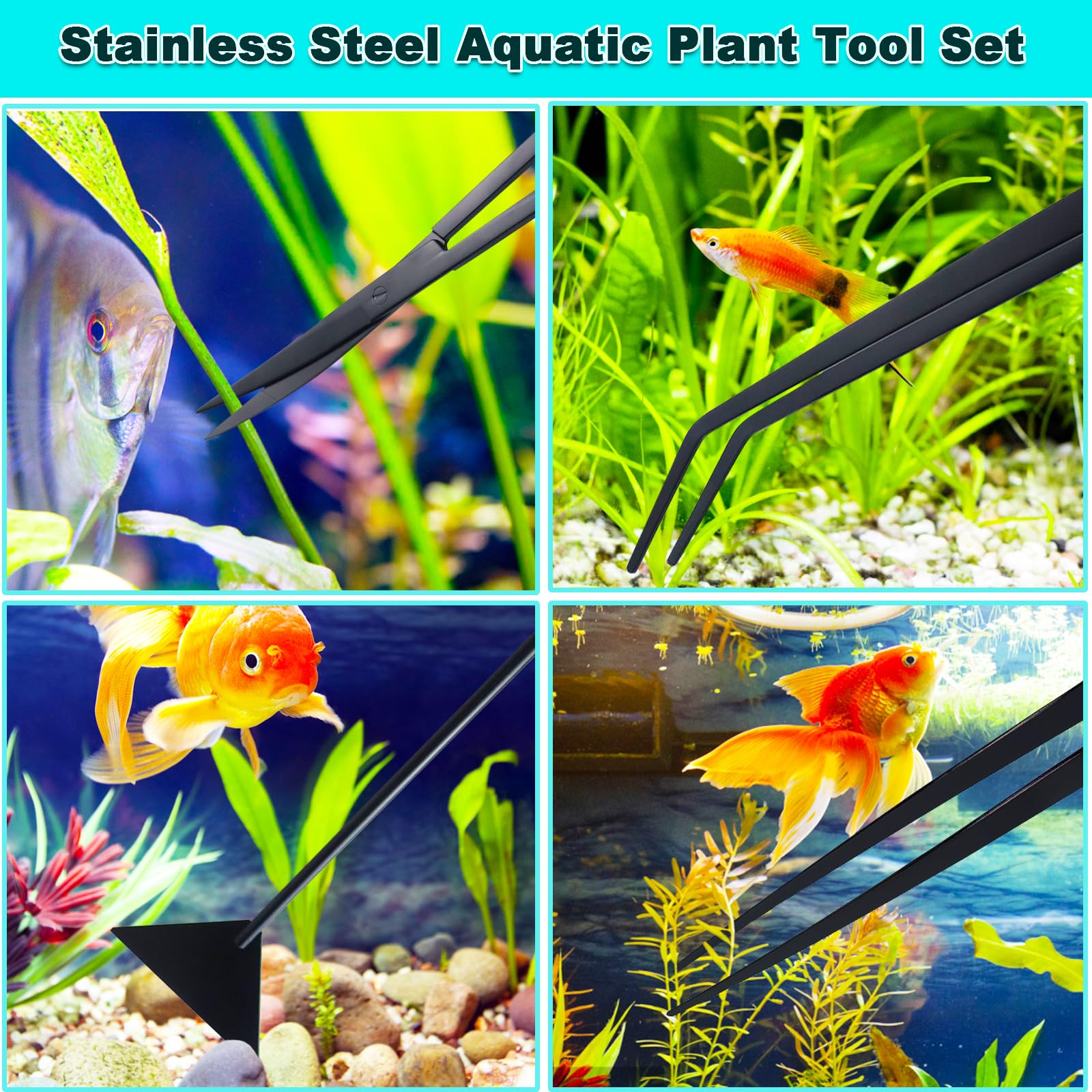 Petsocie aquarium cleaning setup demonstrates versatile 4-in-1 tools.