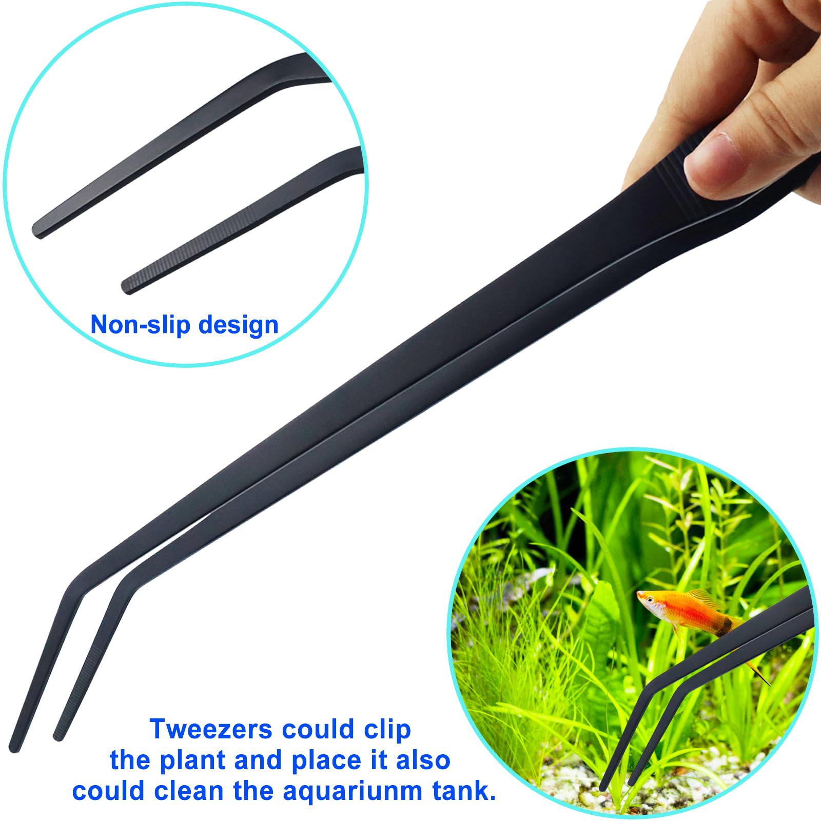 Petsocie curved tweezers grip roots with controlled precision.