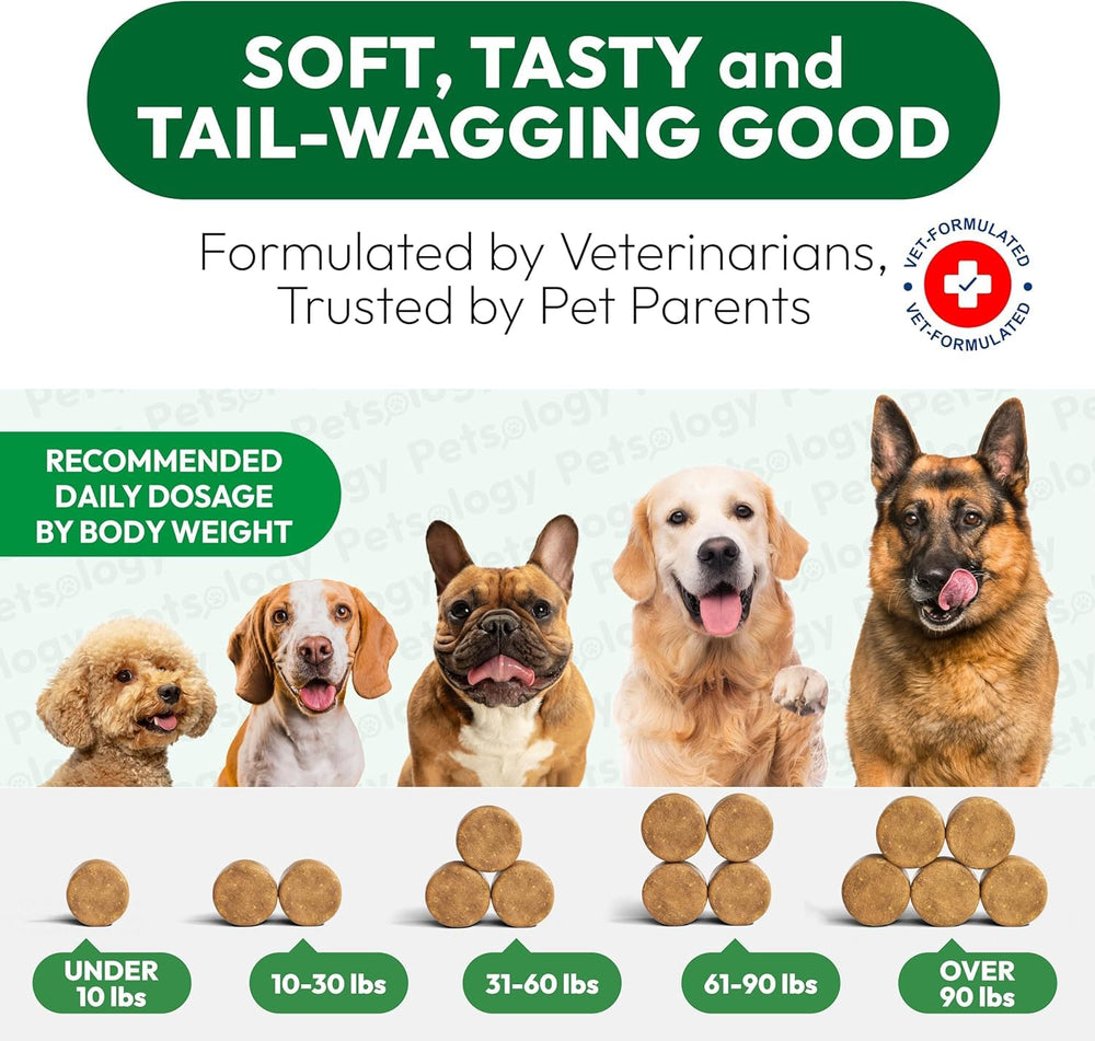 Petsology chews close-up shows ingredients for informed use.