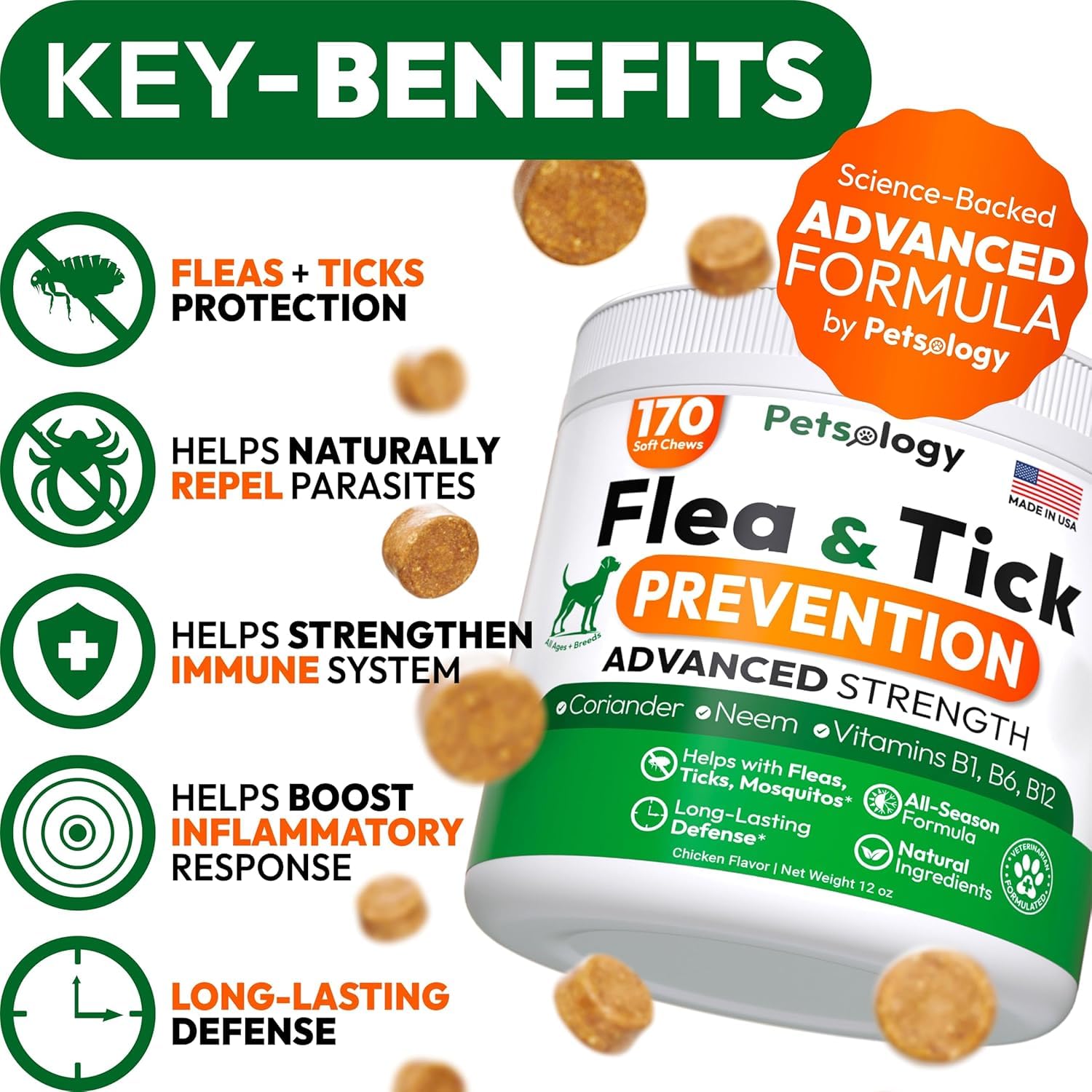 Petsology dog flea tick chews pack provides convenient daily protection.