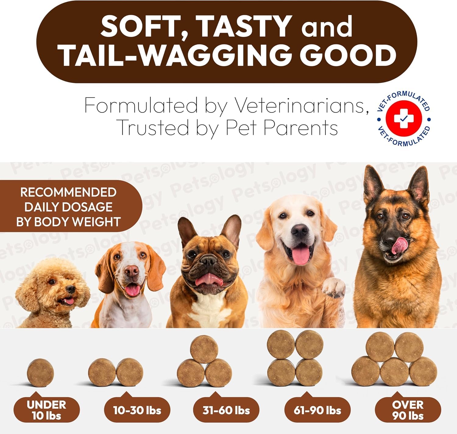 Petsology dogs enjoying chews demonstrates tastiness and routine compliance.