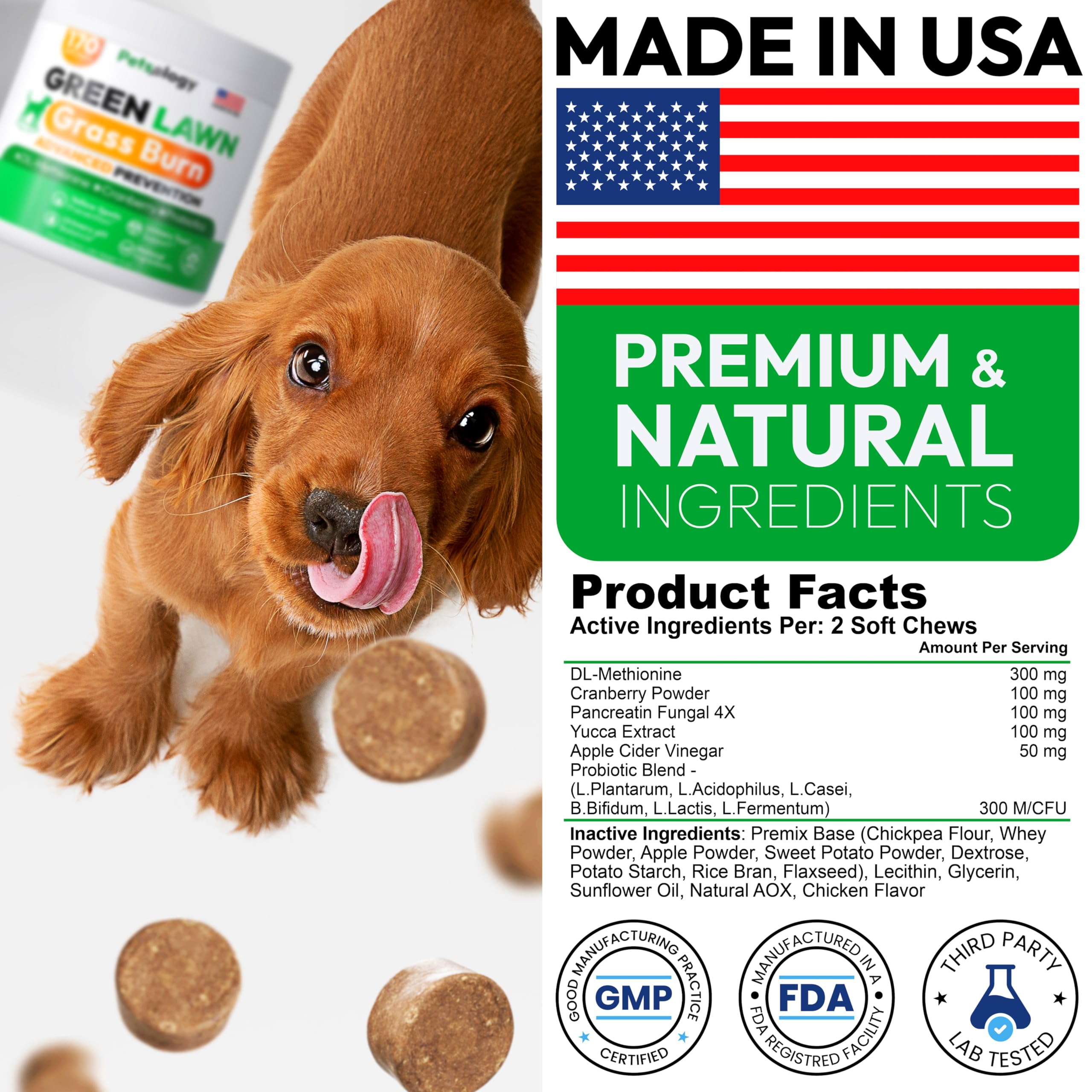 Petsology USA-made facility label signaling safety and consistency.
