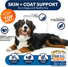 Petsology Omega-3 Dog Chews heart-health focus supported by EPA and DHA.