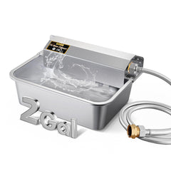 Petsolon automatic water dispenser, angle view, shows hands-free hydration for pets.