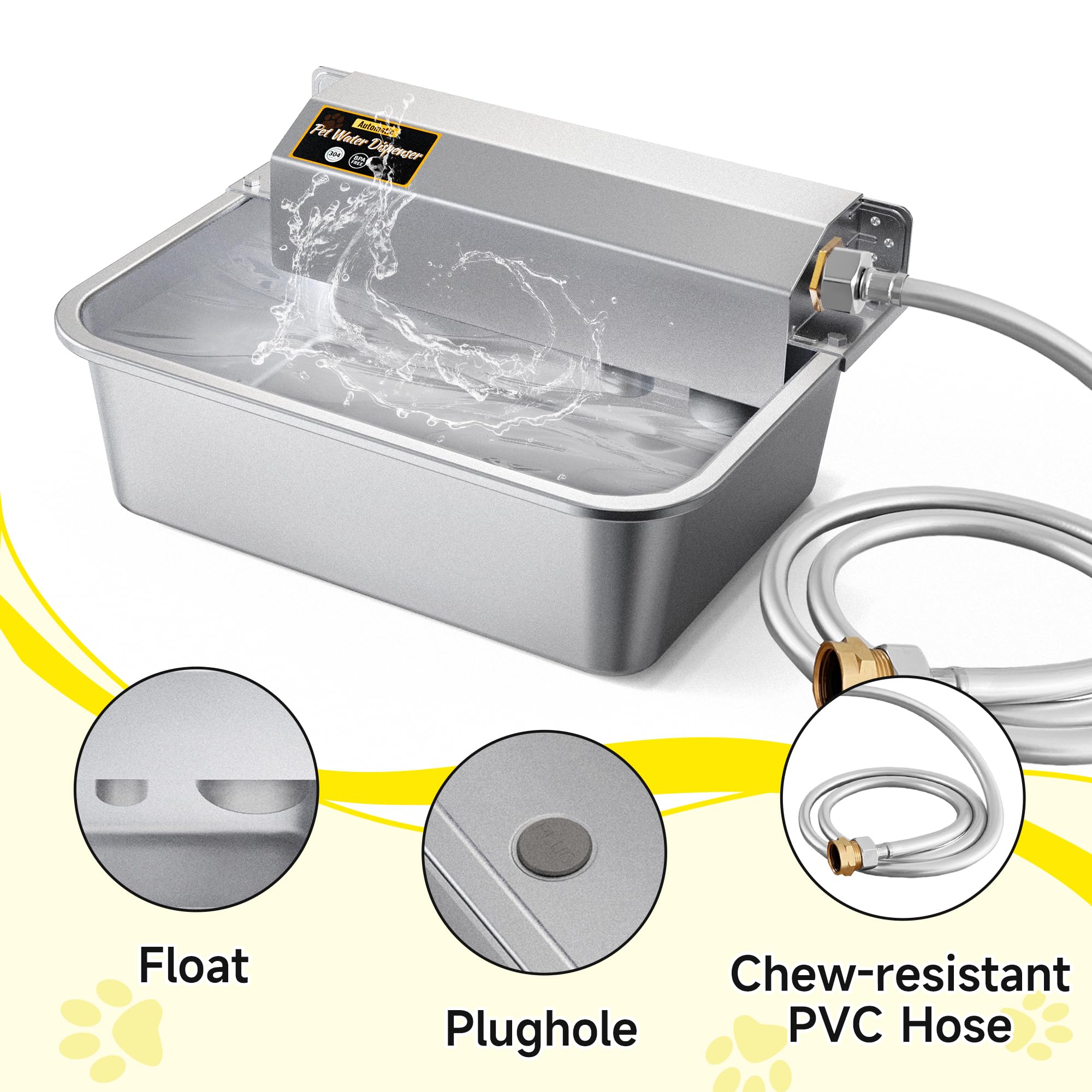 Petsolon GHT 3/4 inch faucet connection enables outdoor setup.