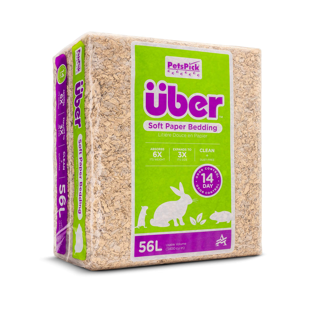 PETSPICK Uber Soft Paper Bedding 56L box ready for fast cage setup and nesting.