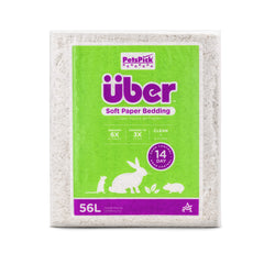 PETSPICK Uber Soft Paper Bedding bag being opened for easy setup and quick pour.