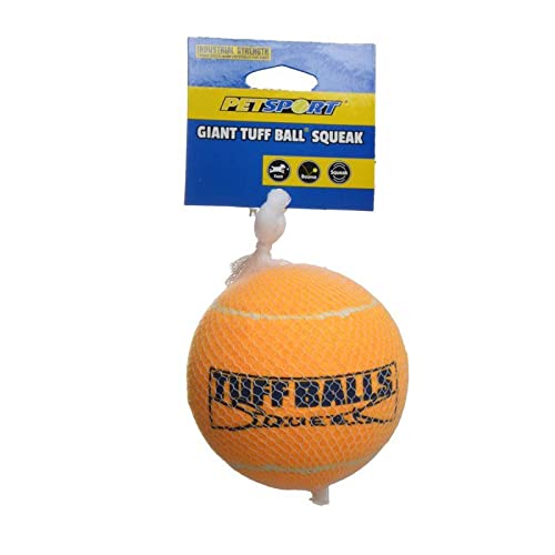 PetSport Giant Squeaker Tuff Ball in action during playtime shows large-dog engagement and chew-safe design