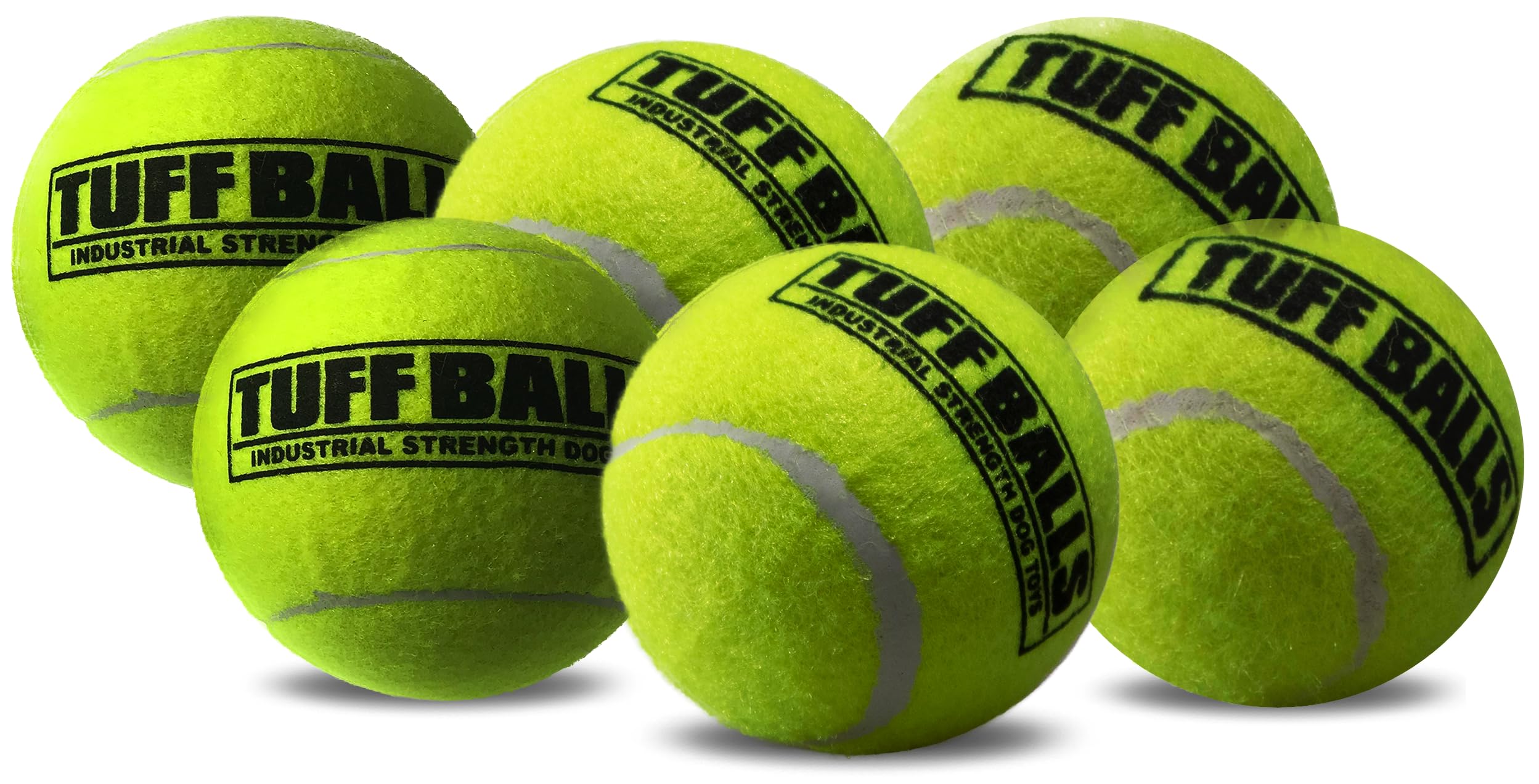 PetSport Yellow Tuff Ball pack of 6 in packaging for durable fetch play