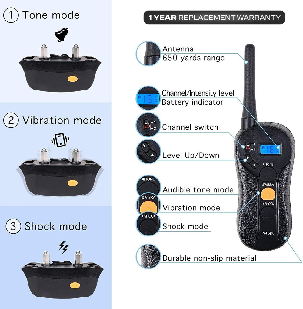 PetSpy electric shock level customization for tailored corrections