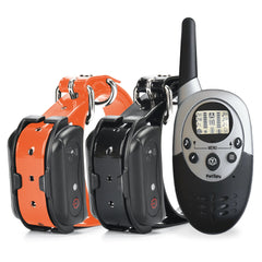 PetSpy M86-2 dual-dog training collar system enables simultaneous training across two dogs at distance.