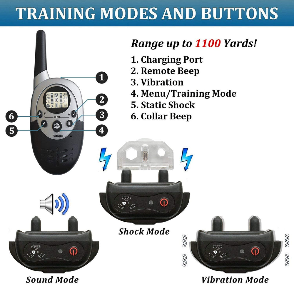 PetSpy M86-2 long-range 1100 yards supports distant recall and boundary training.