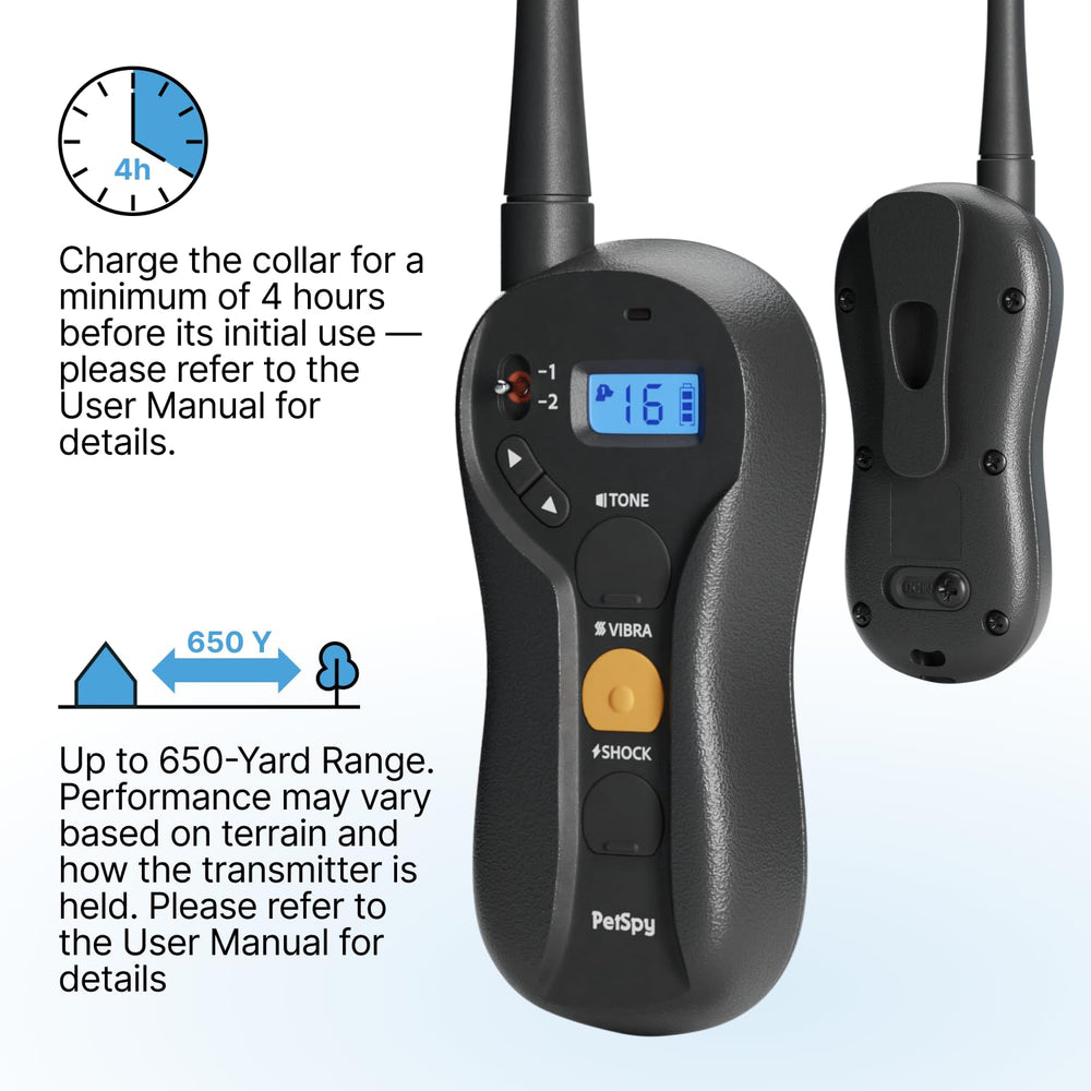 PetSpy vibration mode collar for gentle, positive reinforcement