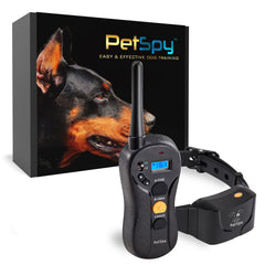 PetSpy waterproof shock collar remote in outdoor training scenario