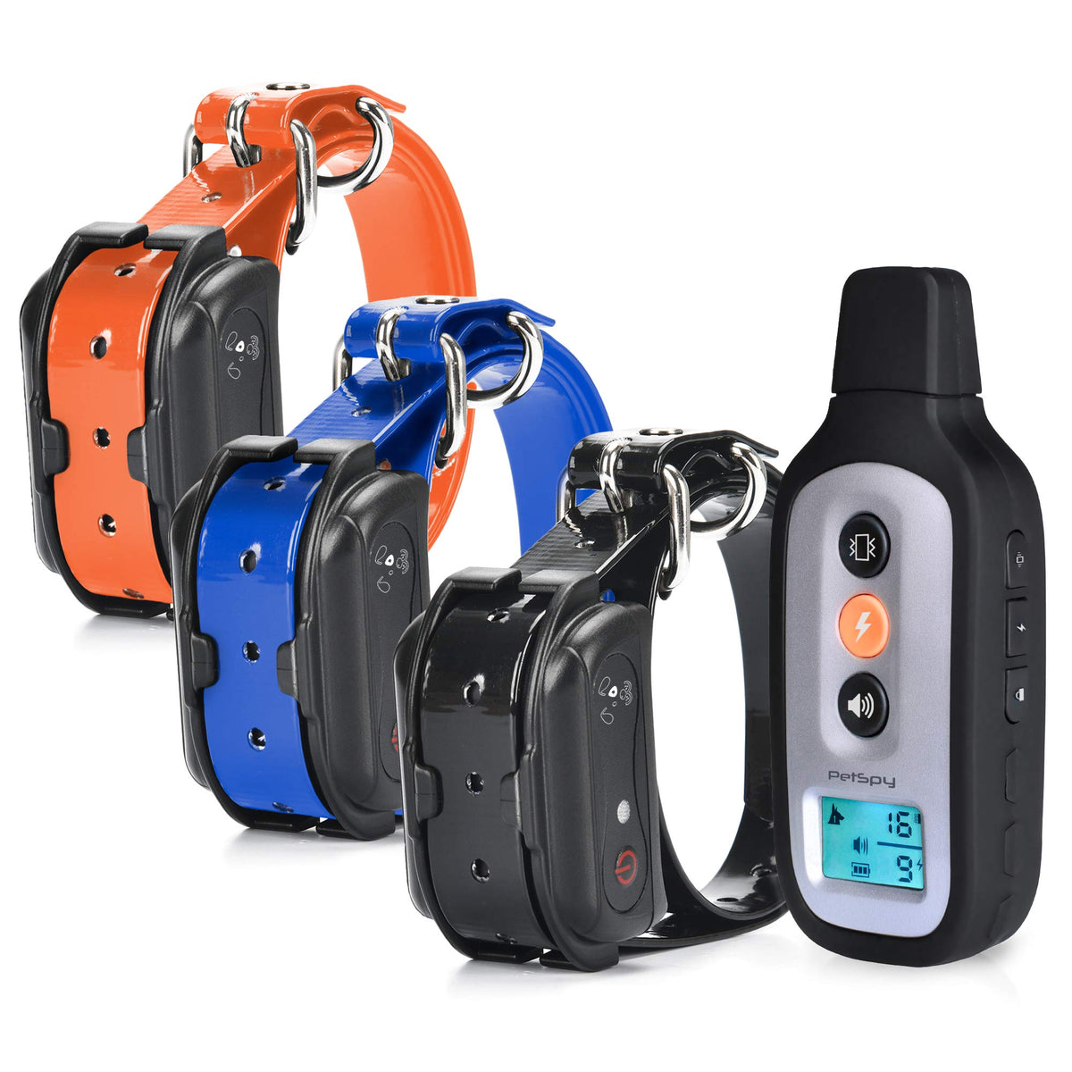PetSpy XPro 3 packaging box; highlights triple-dog training capability for multi-dog households.