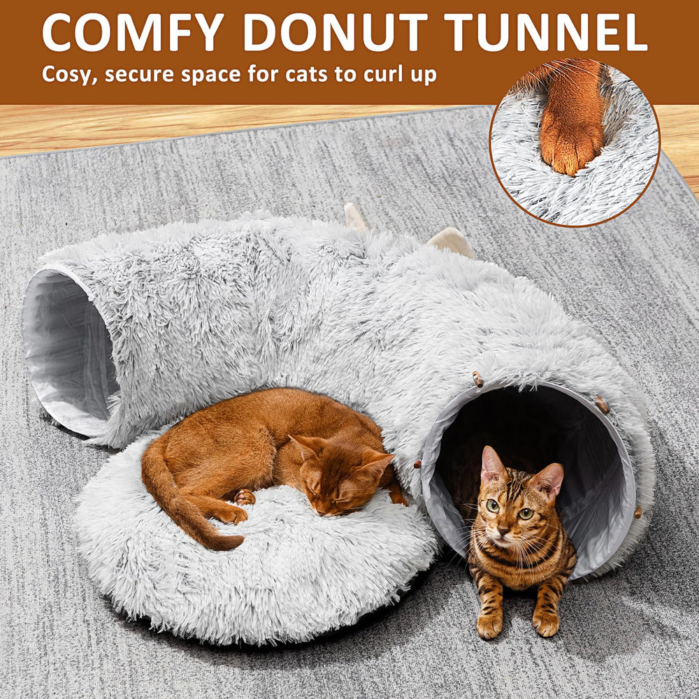 PETSTA Cat Tunnel grey washable bed center for easy cleaning