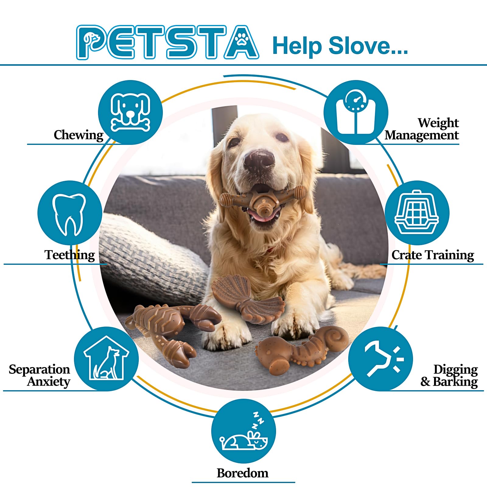 PETSTA gift-ready dog toy pack ideal for gifting dog lovers and fussy chewers.