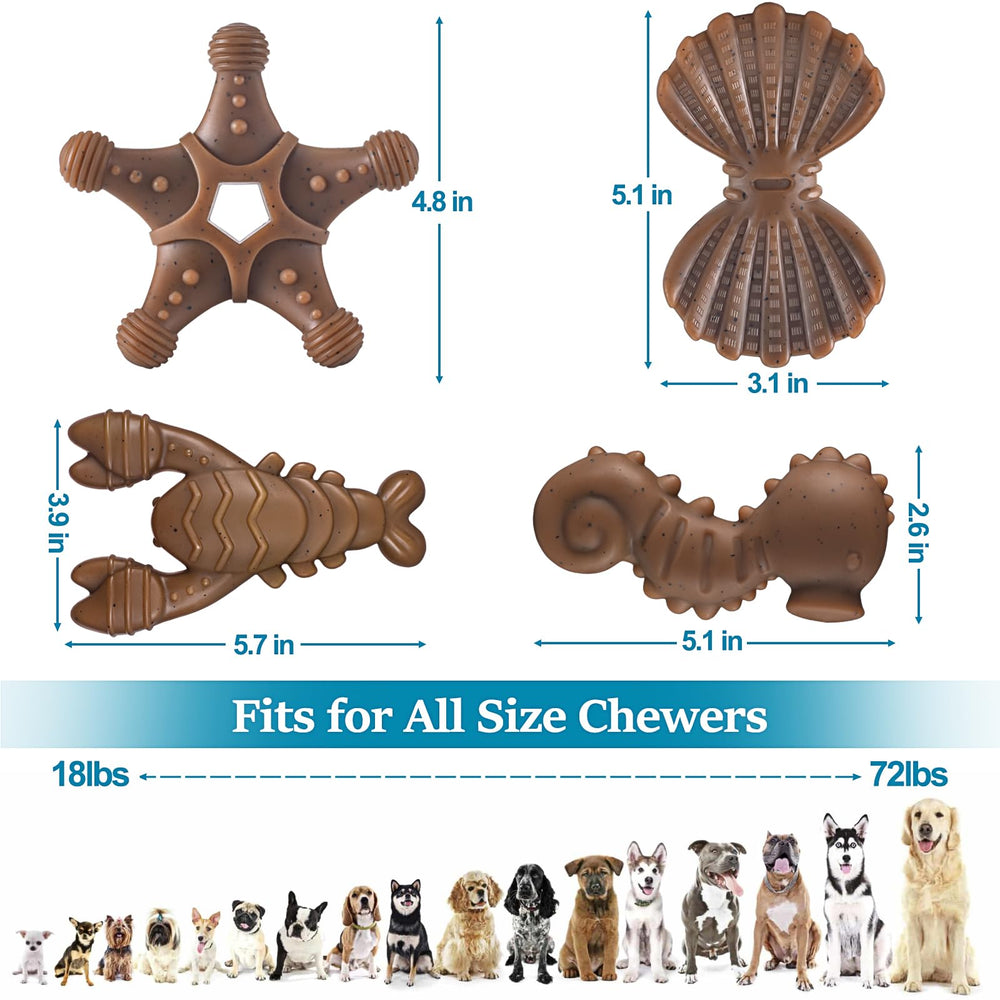 PETSTA Tough Dog Toy scallop design engaging marine motif promotes interactive play and bite resistance.