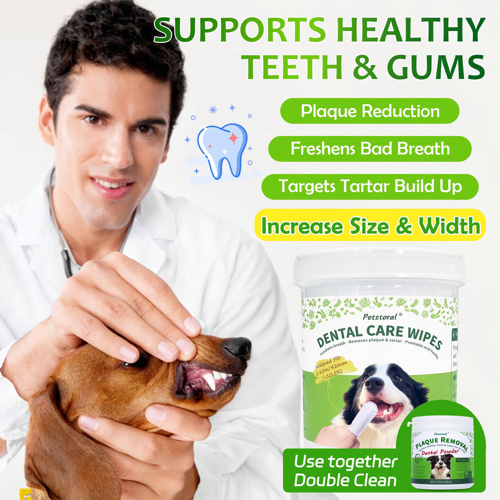 Petstoral dental care wipes dogs cats bottle close-up for quick in-between-brushing cleaning