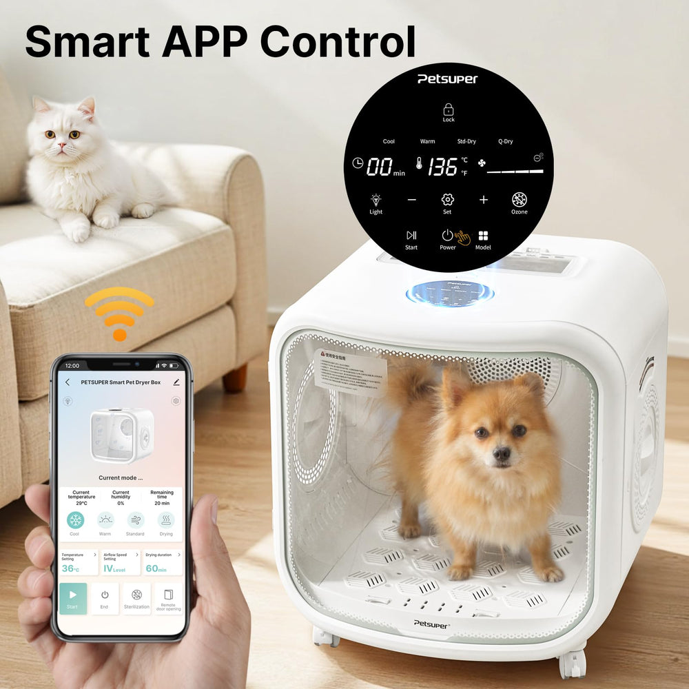Petsuper 75L app display enables real-time monitoring and adjustments.
