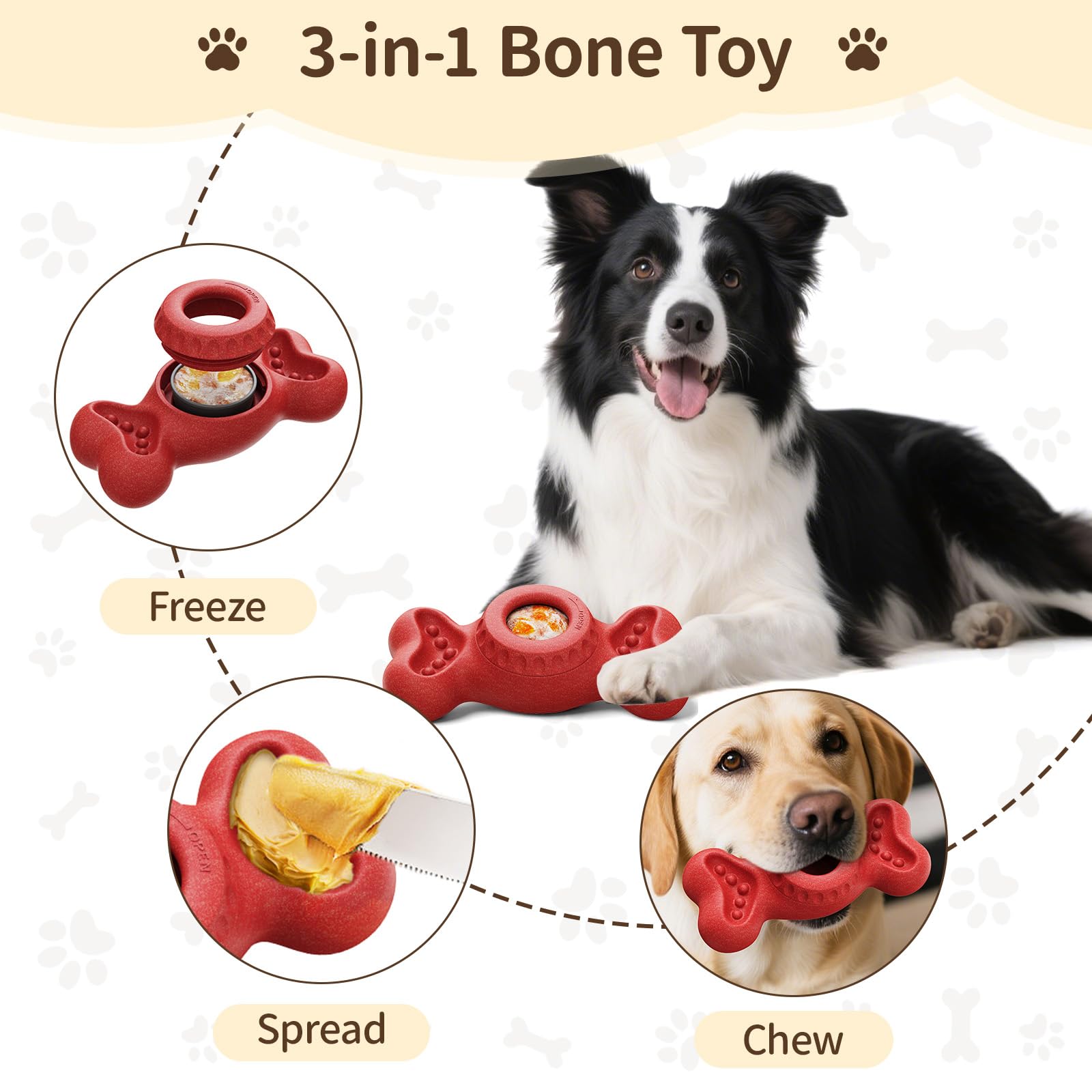PETSWEET 3-in-1 enrichment toy mold-filled peanut butter close-up for tasty rewards